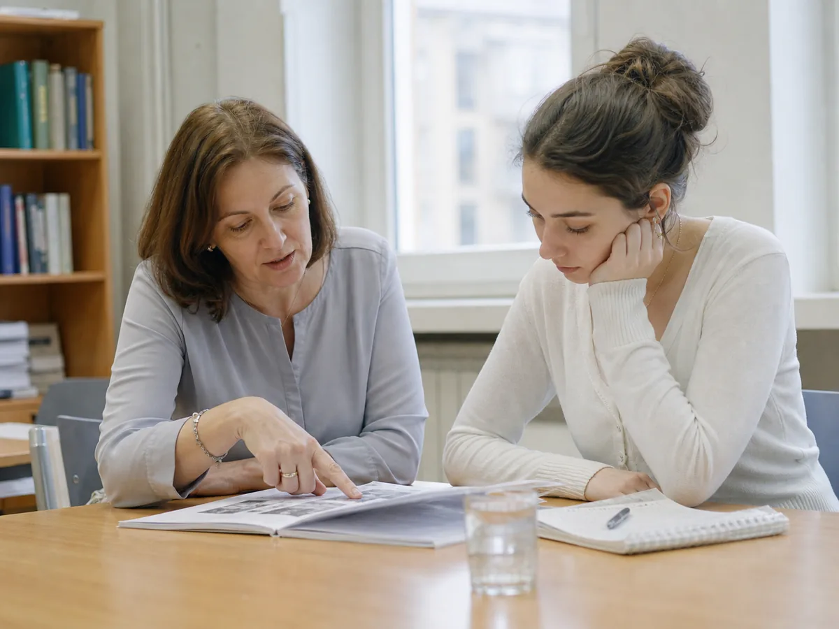 The Academy’s mentors discuss the lesson plan for the first level