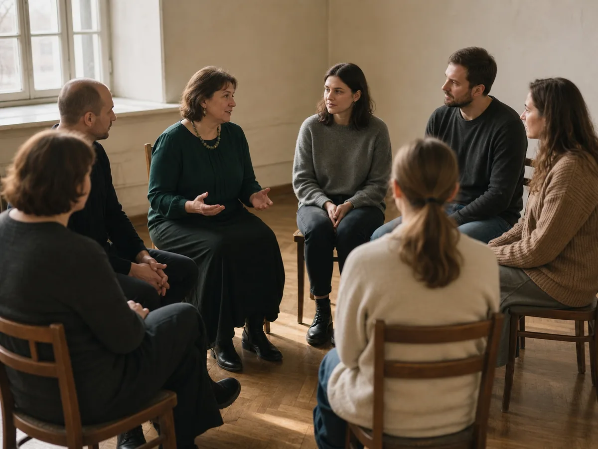 An Academy mentor works with the group before a cosmoenergetics initiation